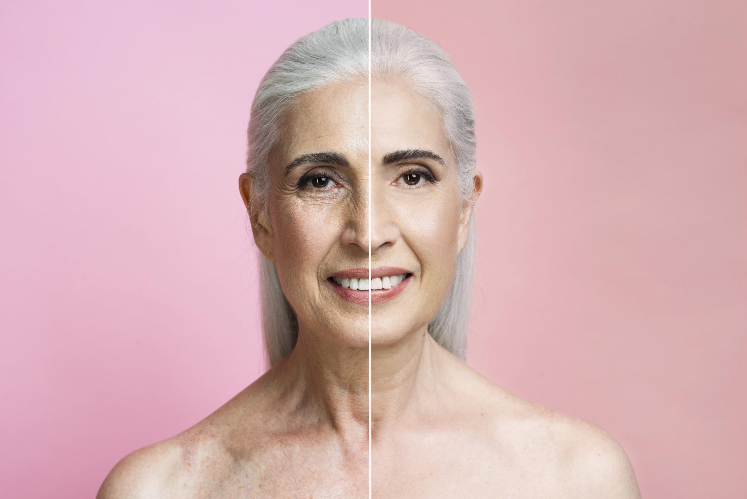 before after portrait mature woman retouched